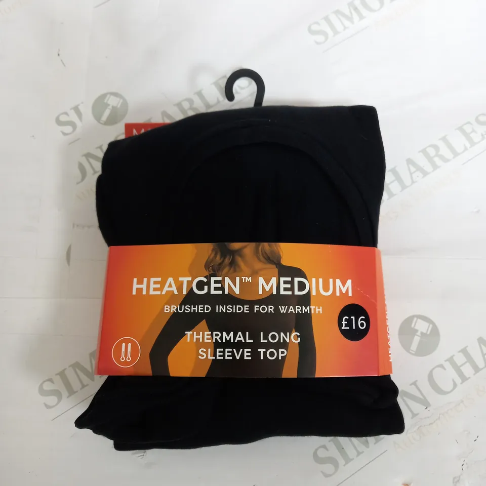 M&S HEATGEN MEDIUM THERMAL LOG SLEEVE TOP IN BLACK 