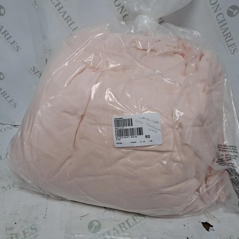 NORTHERN NIGHTS 100% COTTON 4PC FLANNEL DUVET SET IN BLUSH - SUPER KING