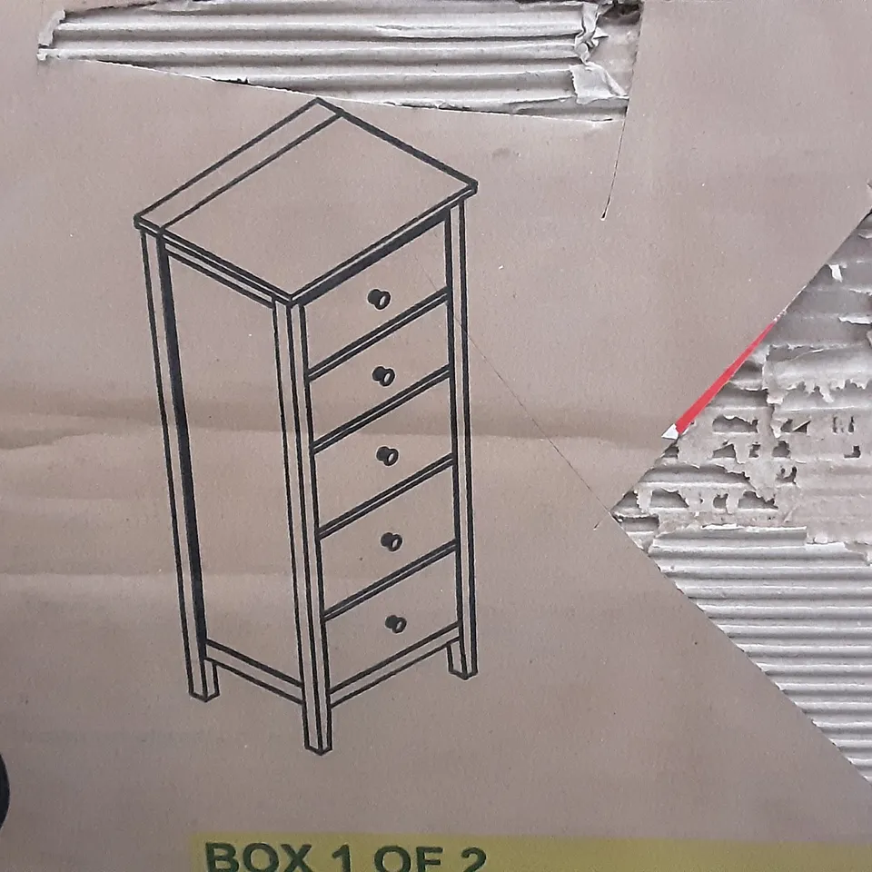 BOXED LYNTON COMPACT TALL BOY IN WHITE - H125 X W50 X 39.5 CM ( 2 BOXES )
