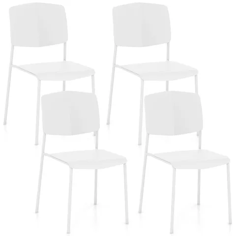 BOXED COSTWAY SET OF 4 WHITE STACKABLE DINING CHAIRS