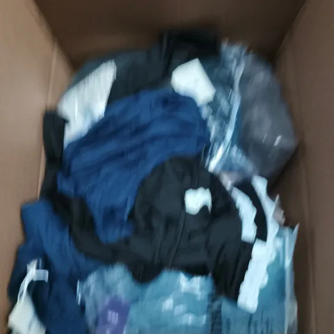 LARGE BOX OF APPROXIMATELY 25 ASSORTED CLOTHING ITEMS IN VARIOUS COLOURS, STYLES AND SIZES - COLLECTION ONLY