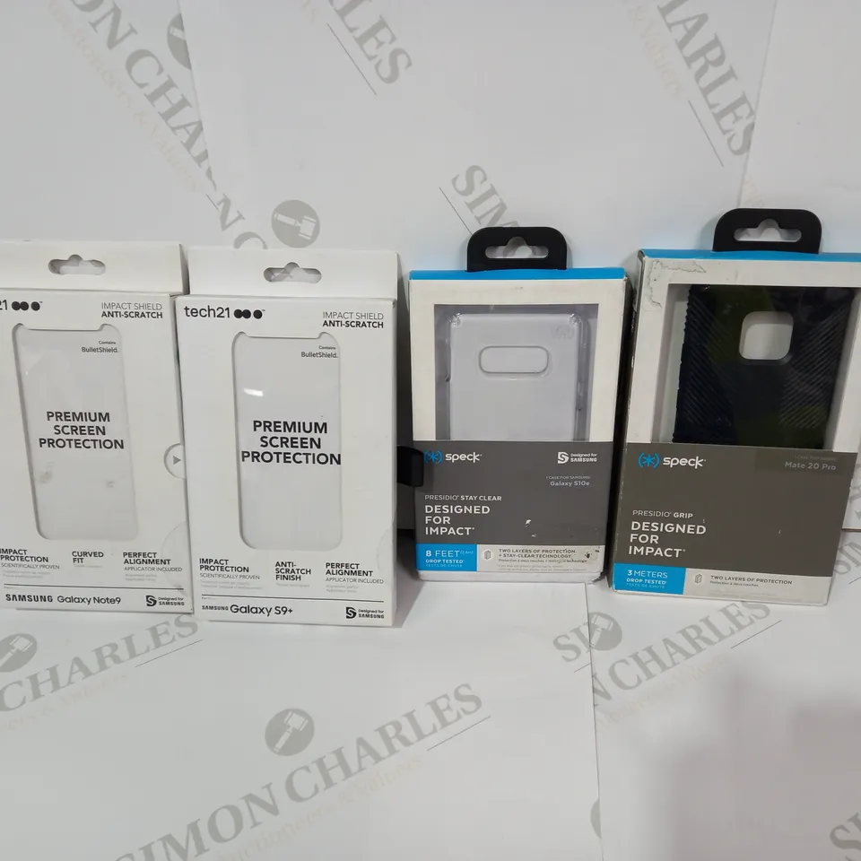 LOT OF 4 ASSORTED PHONE CASES TO INCLUDE 2X TECH21 AND 2X SPECK
