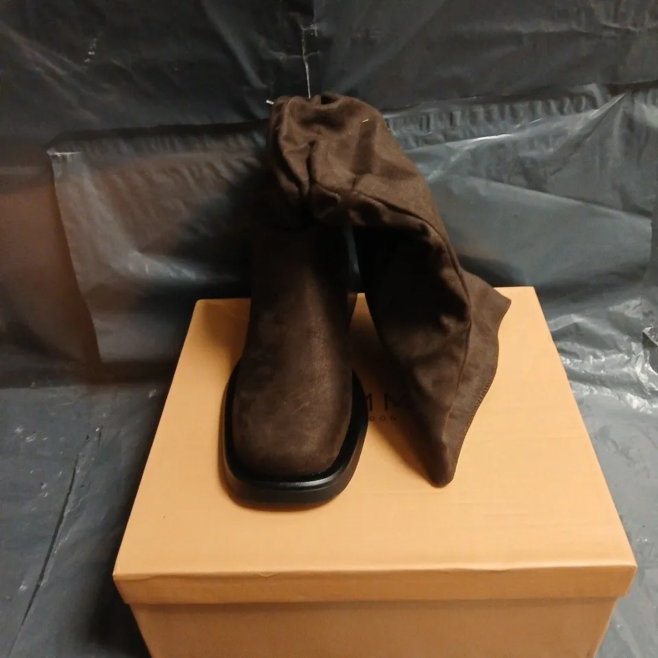 SIMMI LONDON BROWN SUEDE KNEE-HIGH BOOTS UK 5