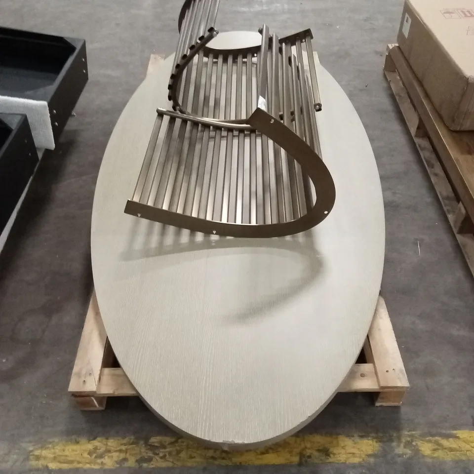 QUALITY DESIGNER OVAL SHAPED DINING TABLE WITH METAL LEGS