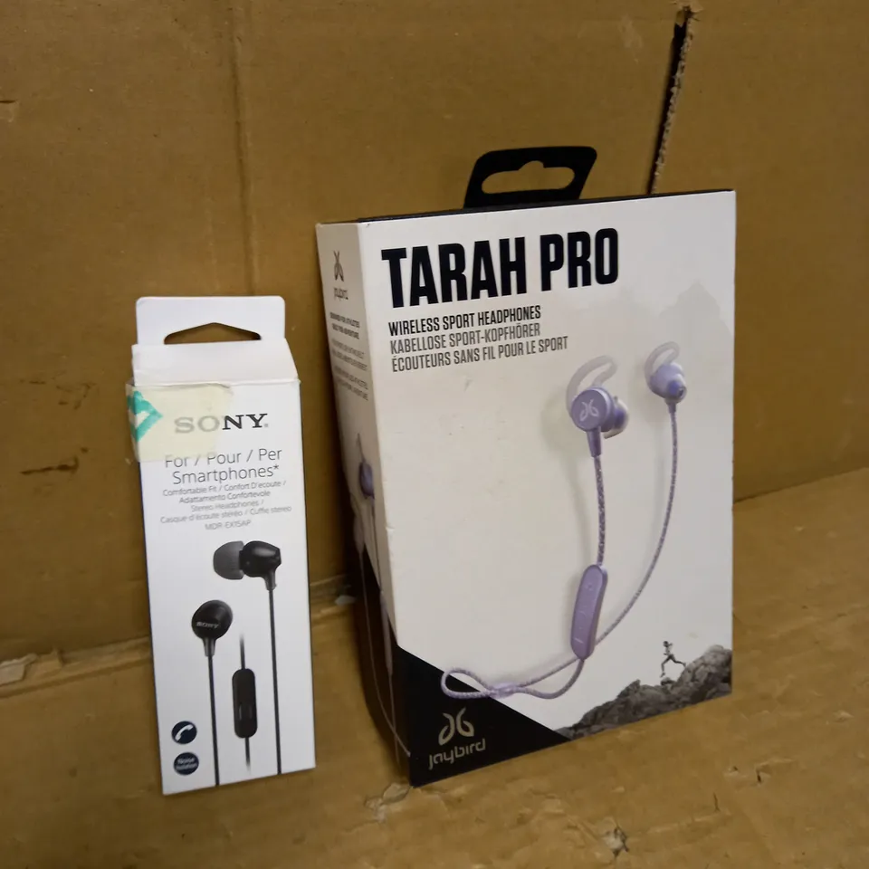JAYBIRD TARAH PRO WIRELESS HEADPHONES AND SONY FOR HEADPHONES BUNDLE