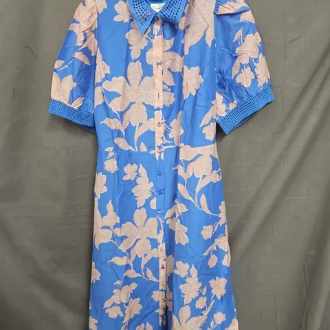 PHASE EIGHT PETITE FLORAL DRESS IN BLUE MULTI - UK 20