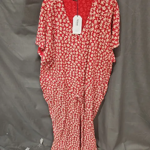 SEASALT CORNWALL ROSE TRELLIS JUMPSUIT - SALTWATER DITSY SCARLET - SIZE UK 24