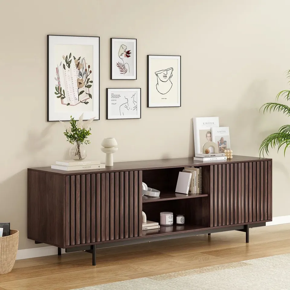 BOXED RECTANGULAR TV STAND FOR TVS UP TO 75" WITH OPEN SHELF