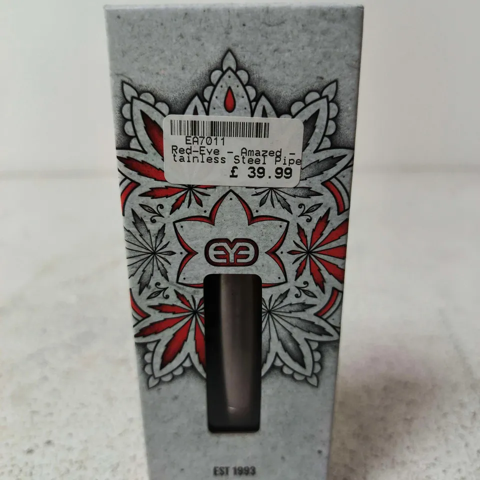 RED-EYE STAINLESS STEEL PIPE – BOXED SMOKING ACCESSORY