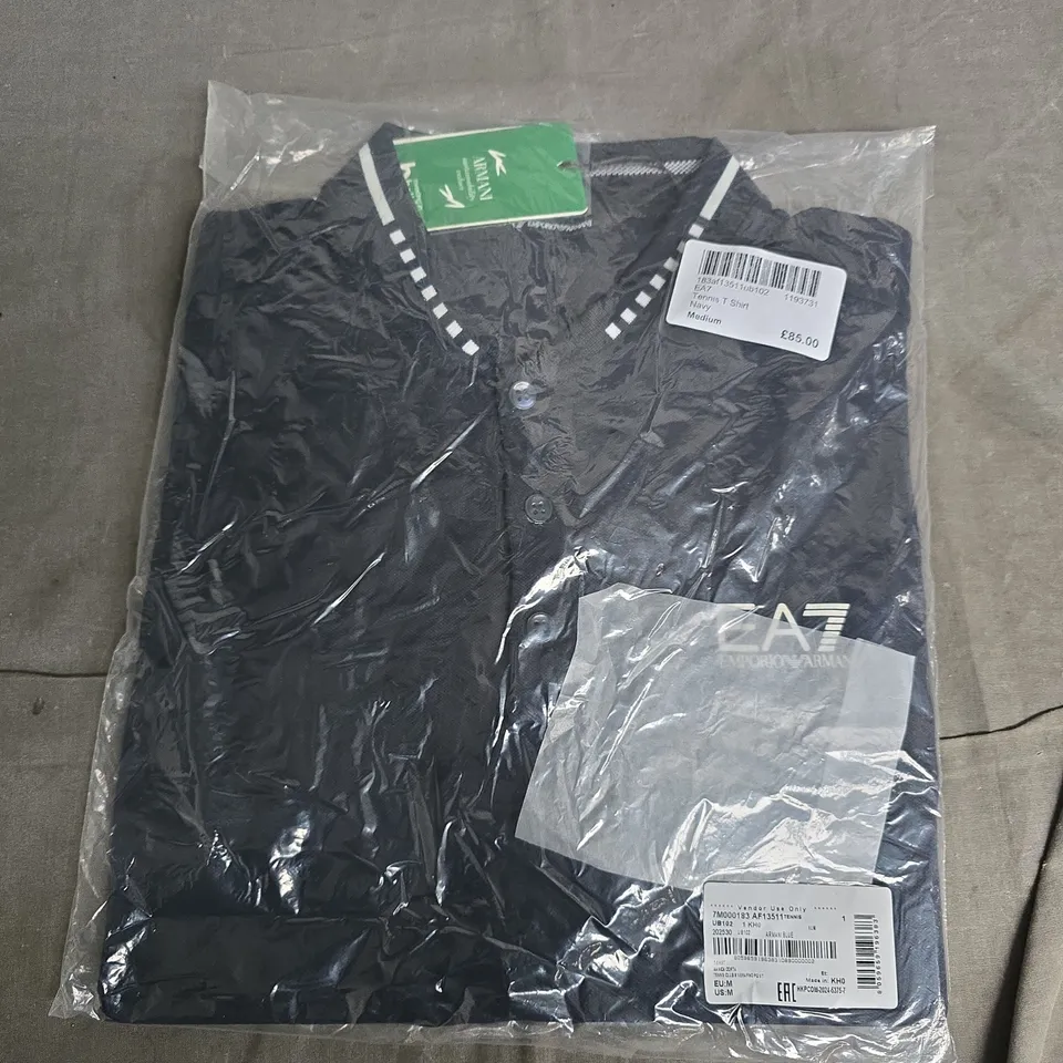 BAGGED EMPORIO ARMANI TENNIS T-SHIRT IN NAVY - MEDIUM