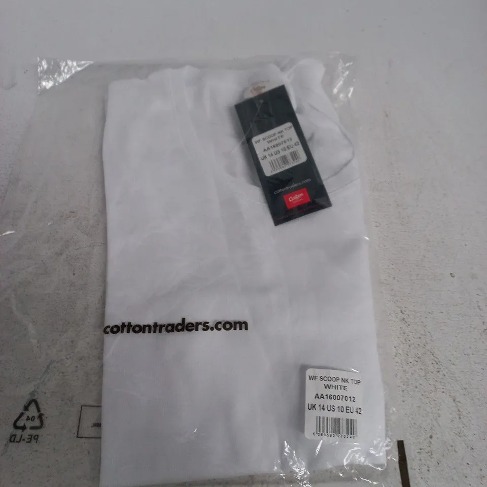 COTTON TRADERS WHITE SCOOP NECK TOP – UK 14 