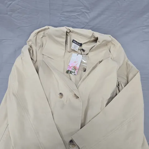KIM & CO WOMEN’S TRENCH COAT – LATTE BEIGE, SIZE XL