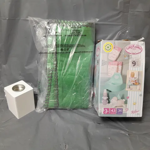 BOX OF APPROXIMATELY 5 ASSORTED ITEMS TO INCLUDE - BABY ANNABELL BABY CARE , CANDLE HOLDER , POND BAGS ETC