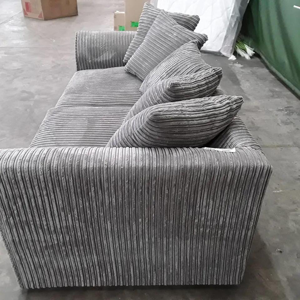 QUALITY DESIGNER 3 SEATER SOFA - GREY JUMBO CORD FABRIC