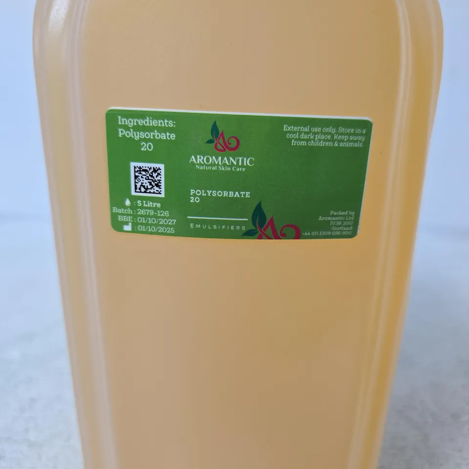 POLYSORBATE 20 – 5 LITRE, AROMANTIC NATURAL SKIN CARE (EMULSIFIER)
