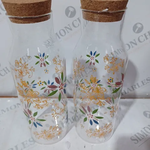 DECORATIVE FLORAL CORK STORAGE PINTS