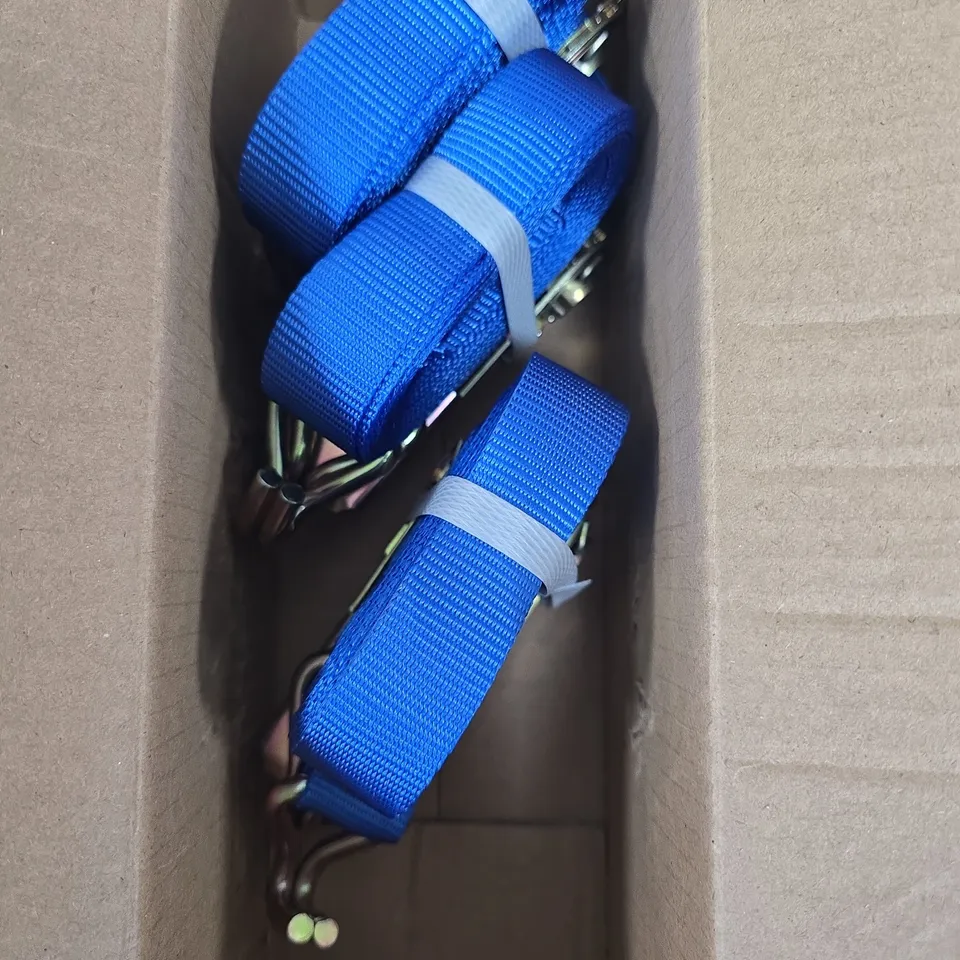 Blue ratchet strap tie-downs (set of 4)