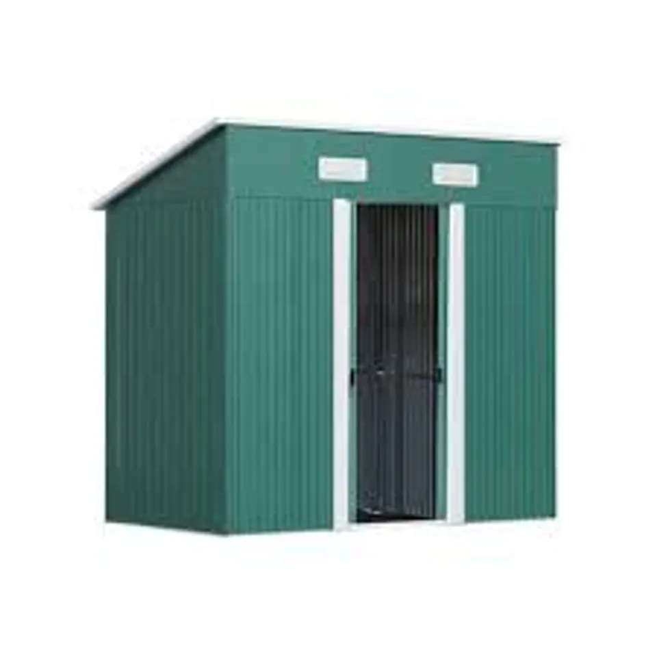 BOXED GREEN COMPACT METAL STORAGE TOOL SHED (2 BOXES)