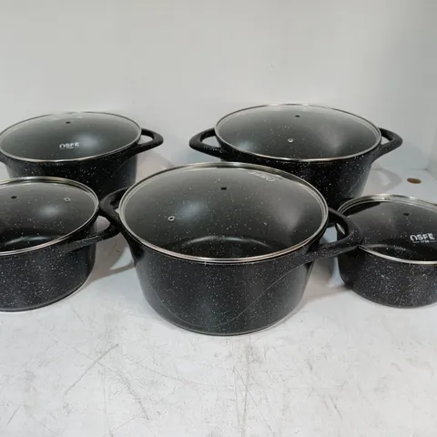 5-PIECE NSFE ALUMINIUM PANS SET IN SPECKLED BLACK 