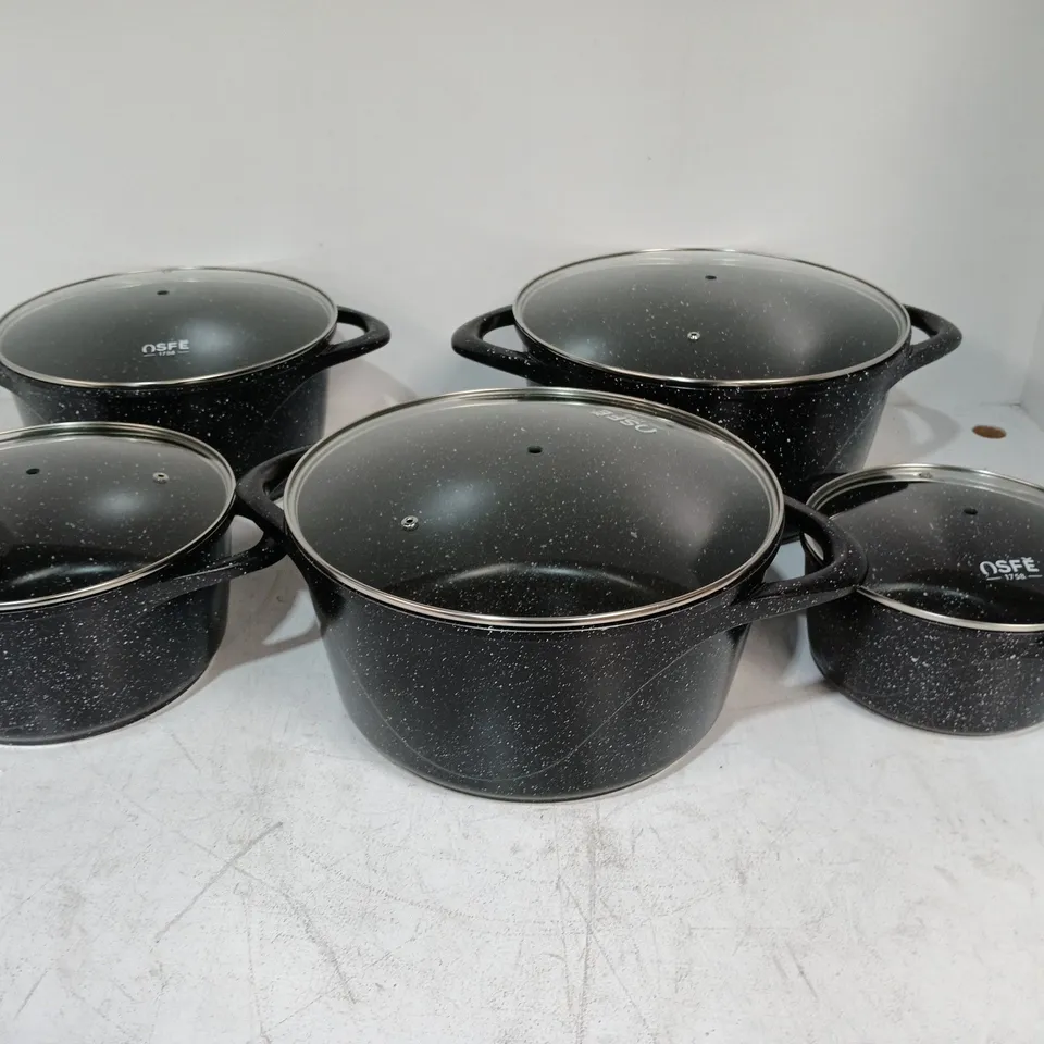 5-PIECE NSFE ALUMINIUM PANS SET IN SPECKLED BLACK