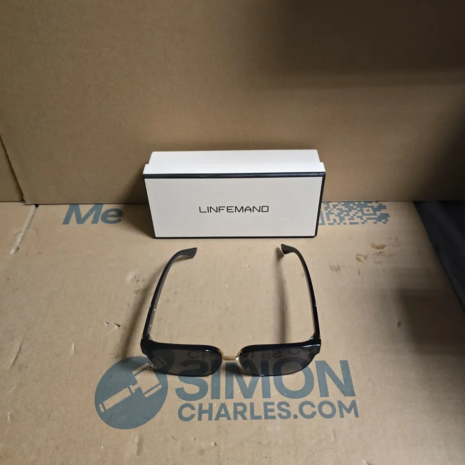 LINFEMAND SUNGLASSES - BLACK FRAME WITH GOLD BRIDGE 