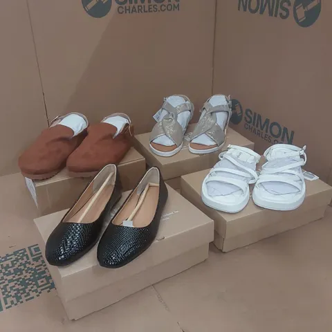PALLET CONTAINING APPROXIMATELY 80x BRAND NEW DESIGNER SHOES INCLUDING: SIMPLY BE BROWN FLUFFY MULES WITH BACK STRAP, JD WILLIAMS SANDALS, JD WILLIAMS SHOES, SIMPLY BE SANDALS ECT