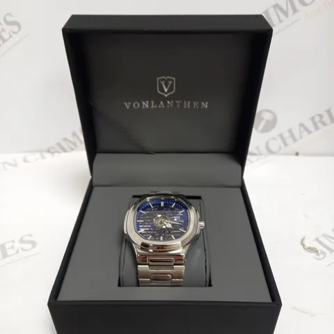MENS VONLANTHEN AUTOMATIC WATCH – SKELETON DIAL – STAINLESS STEEL STRAP – GLASS EXHIBITION BACK CASE 
