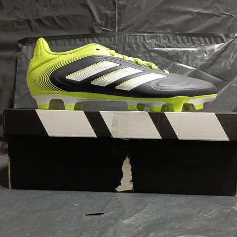 BOXED PAIR OF ADIDAS COPA PURE III CLUB FOOTBALL BOOTS IN BLACK/GREEN/WHITE SIZE UK 8