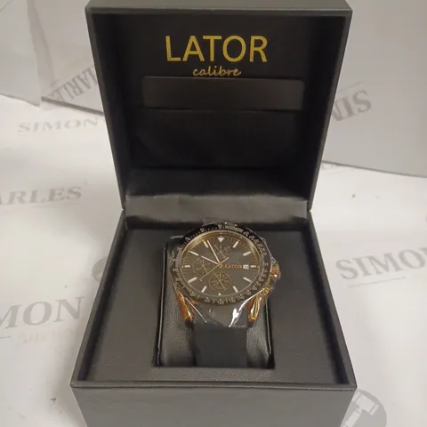 LATOR CALIBRE L2842 CHRONOGRAPH SUB DIALS BLACK STRAP WATCH
