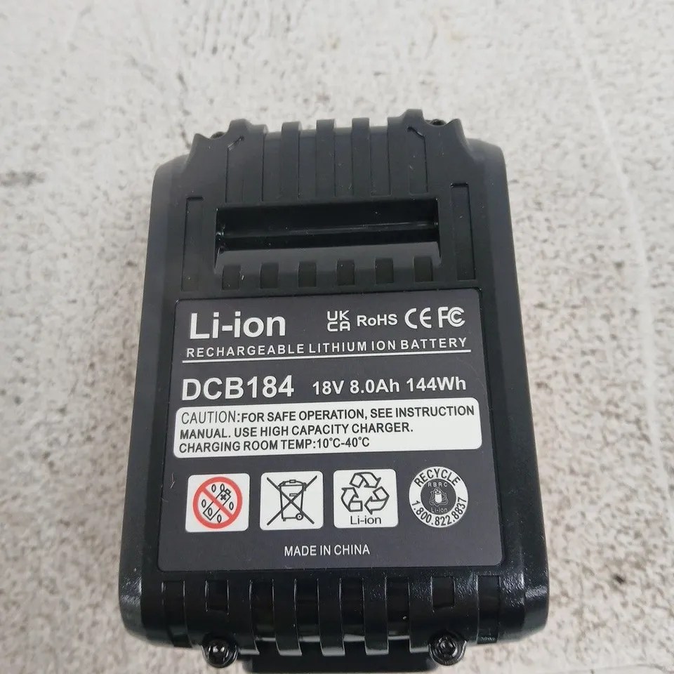 DCB184 18V LI-ION RECHARGEABLE BATTERY – 8.0AH (144WH) EXTENDED-RANGE