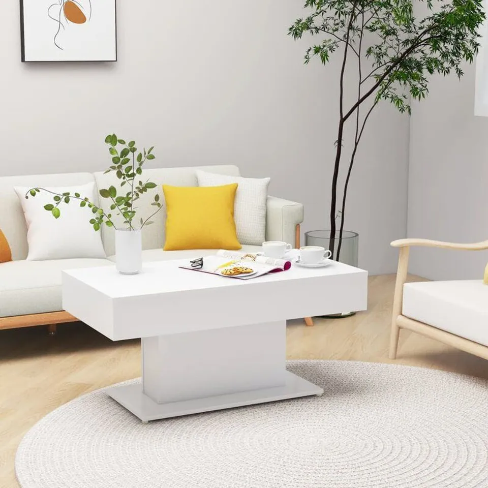 BOXED GOCIO WHITE PEDESTAL COFFEE TABLE 
