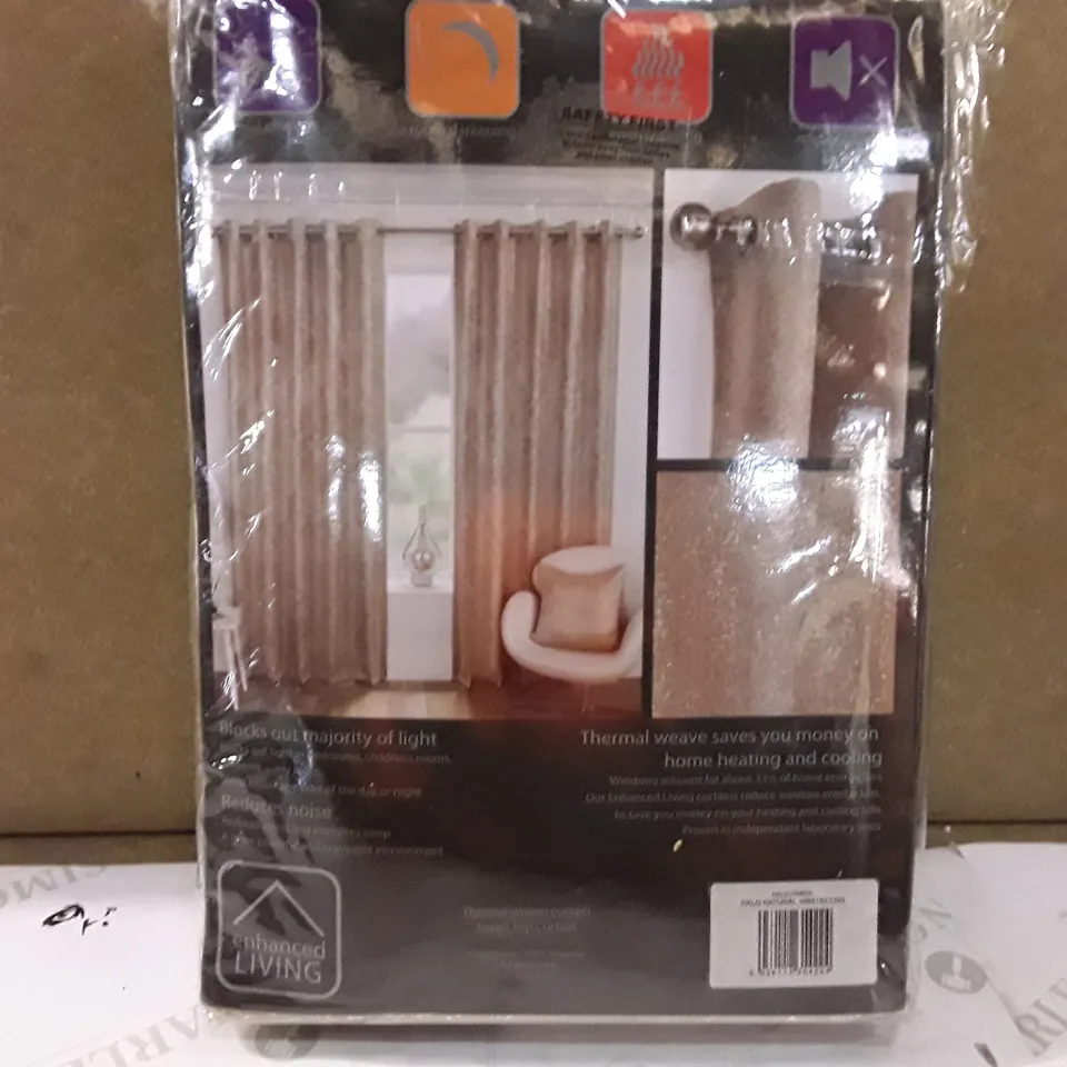BRAND NEW ENHANCED LIVING BLACK OUT THERMAL CURTAINS - 168CM X 184CM ( HALO NATURAL)