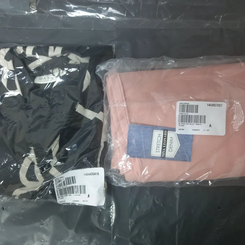 10 ASSORTED CLOTHING ITEMS TO INCLUDE TOP, JUMPERS AND DRESSES ETC BY FRANK USHER, WHITE STUFF, AND JULIEN MACDONALD ETC. 
