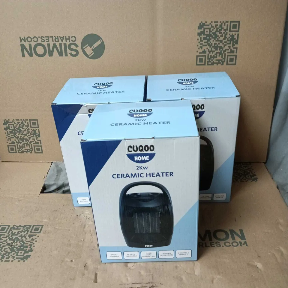 3 X CUQOO HOME 2KW CERAMIC HEATER BOXED