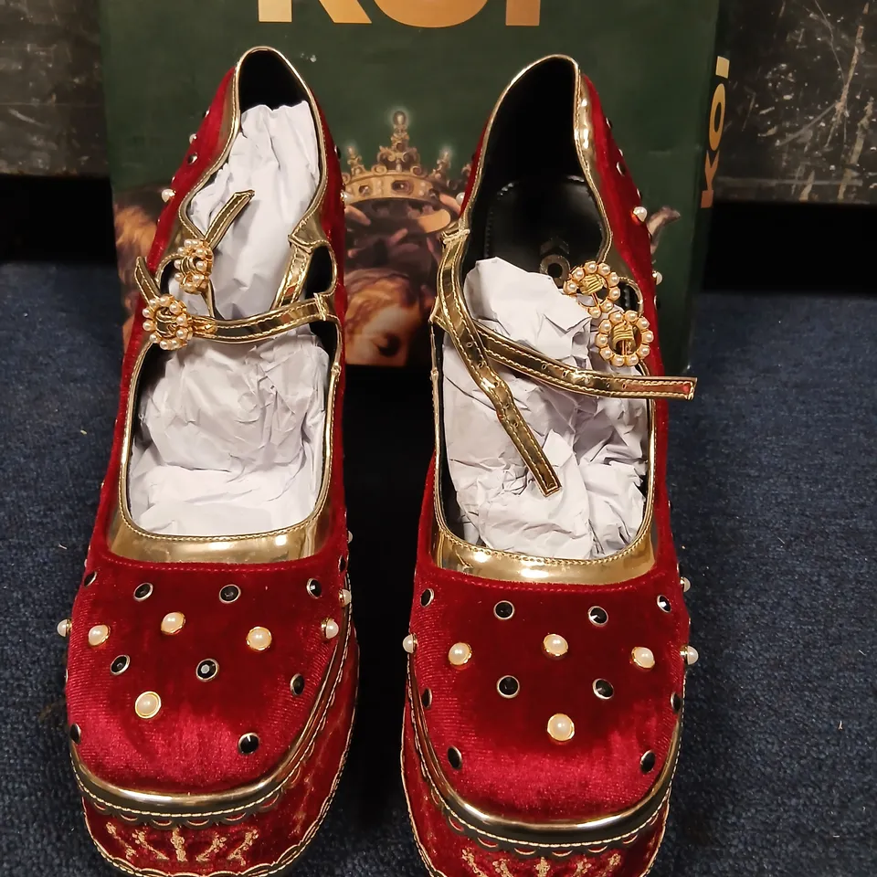 KOI BOLEYN'S VENGEANCE HEELS – RED VELVET, UK 11
