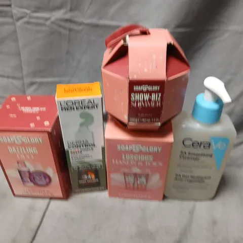 APPROXIMATELY 15 ASSORTED HEALTH & BEAUTY PRODUCTS TO INCLUDE CERA VE, L'OREAL AND SOAP AND GLORY