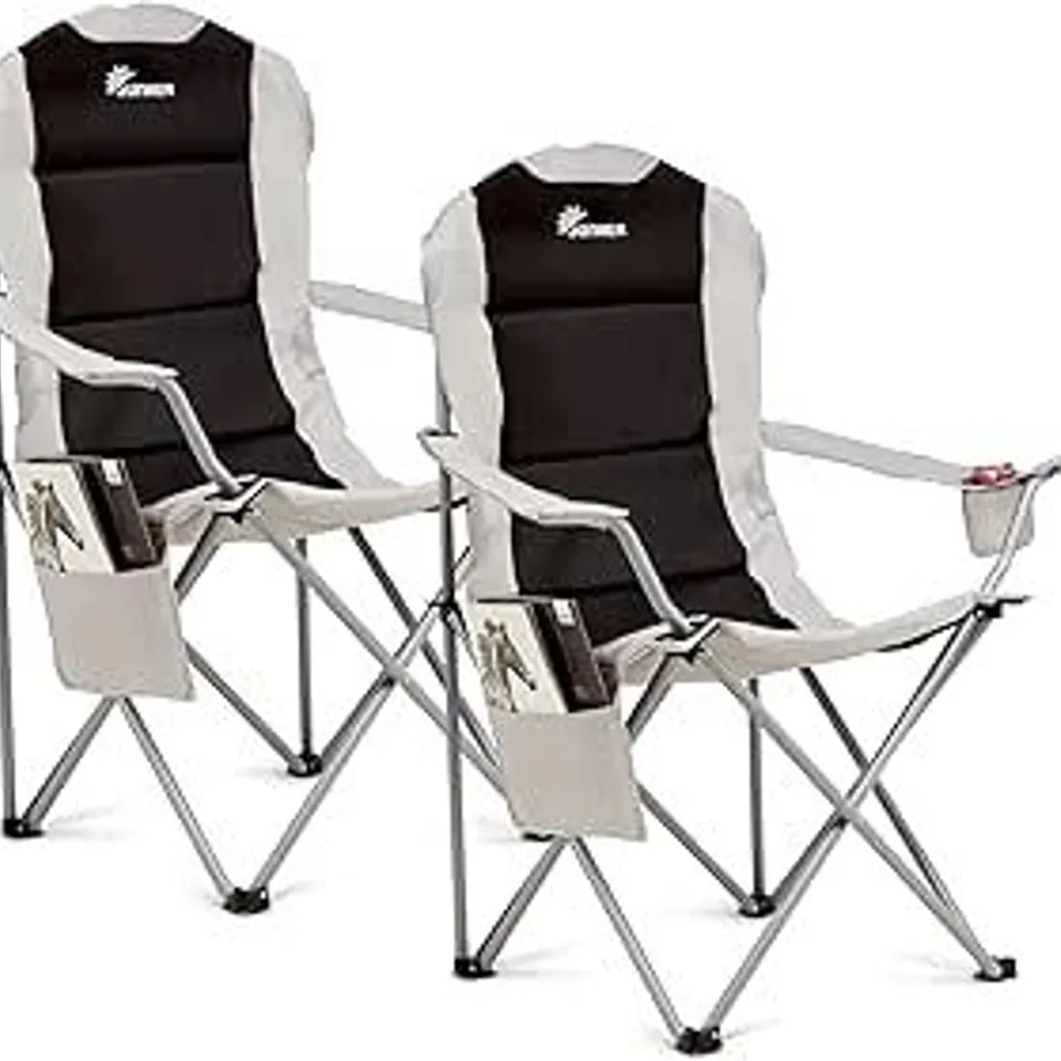 BOXED SUNMER PADDED CAMPING CHAIRS (SET OF 2) - BLACK/GREY (1 BOX)