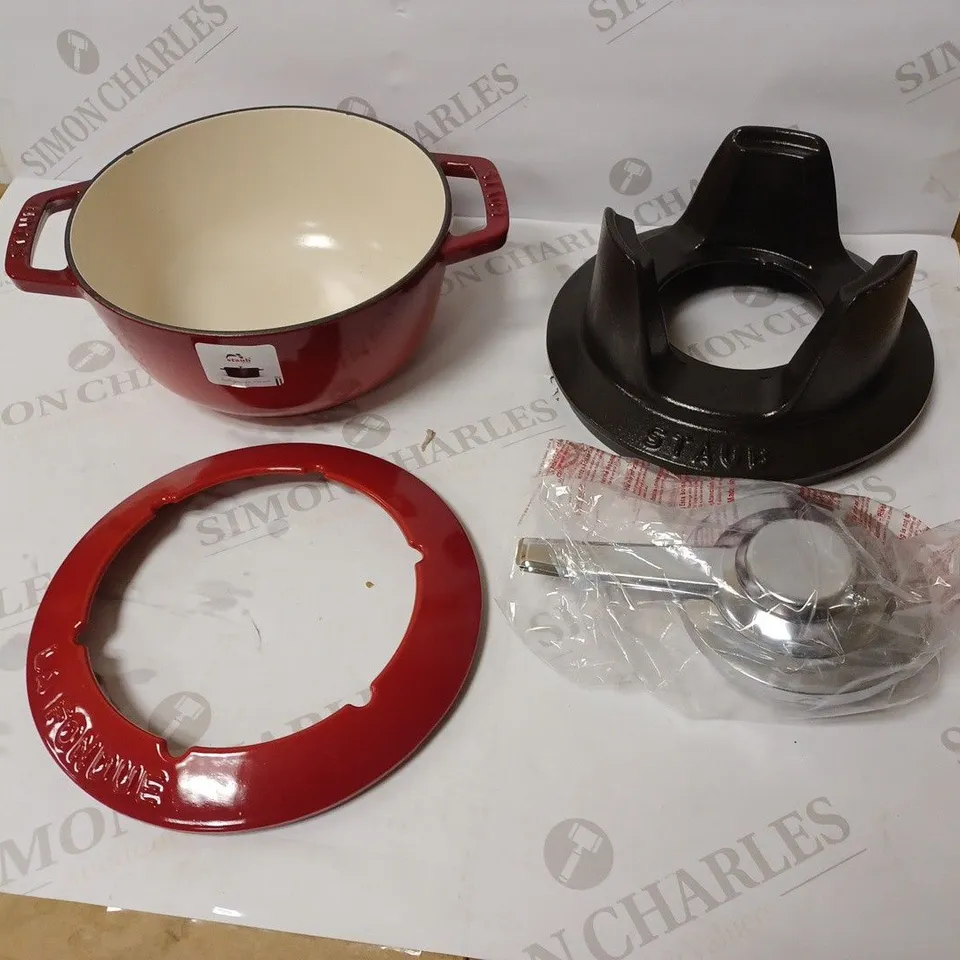 STAUB FONDUE SET, CAST IRON, CHERRY RED, 18 CM