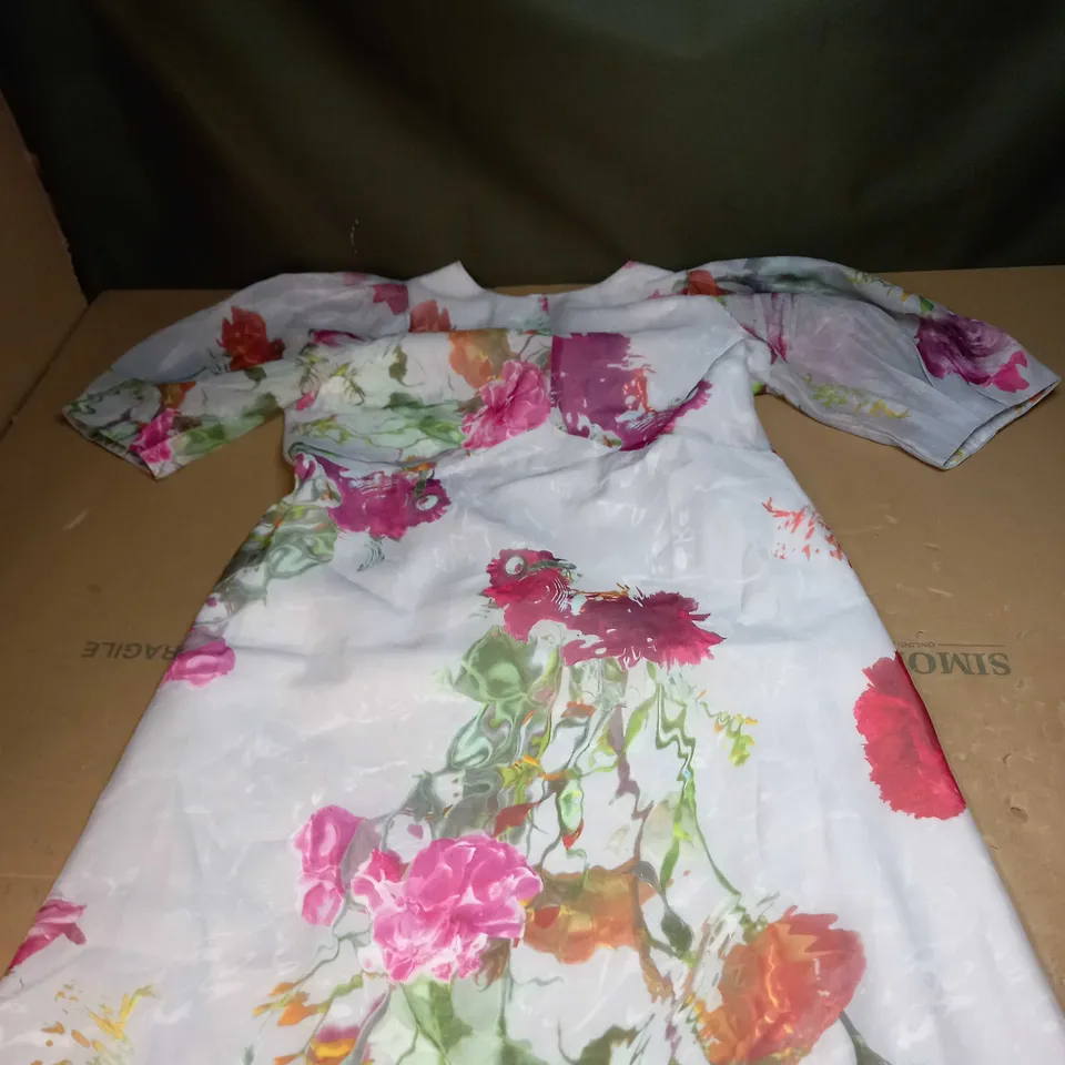 TED BAKER EMPIRE LINE MIDI DRESS WITH PUFFY SLEEVES SIZE 4