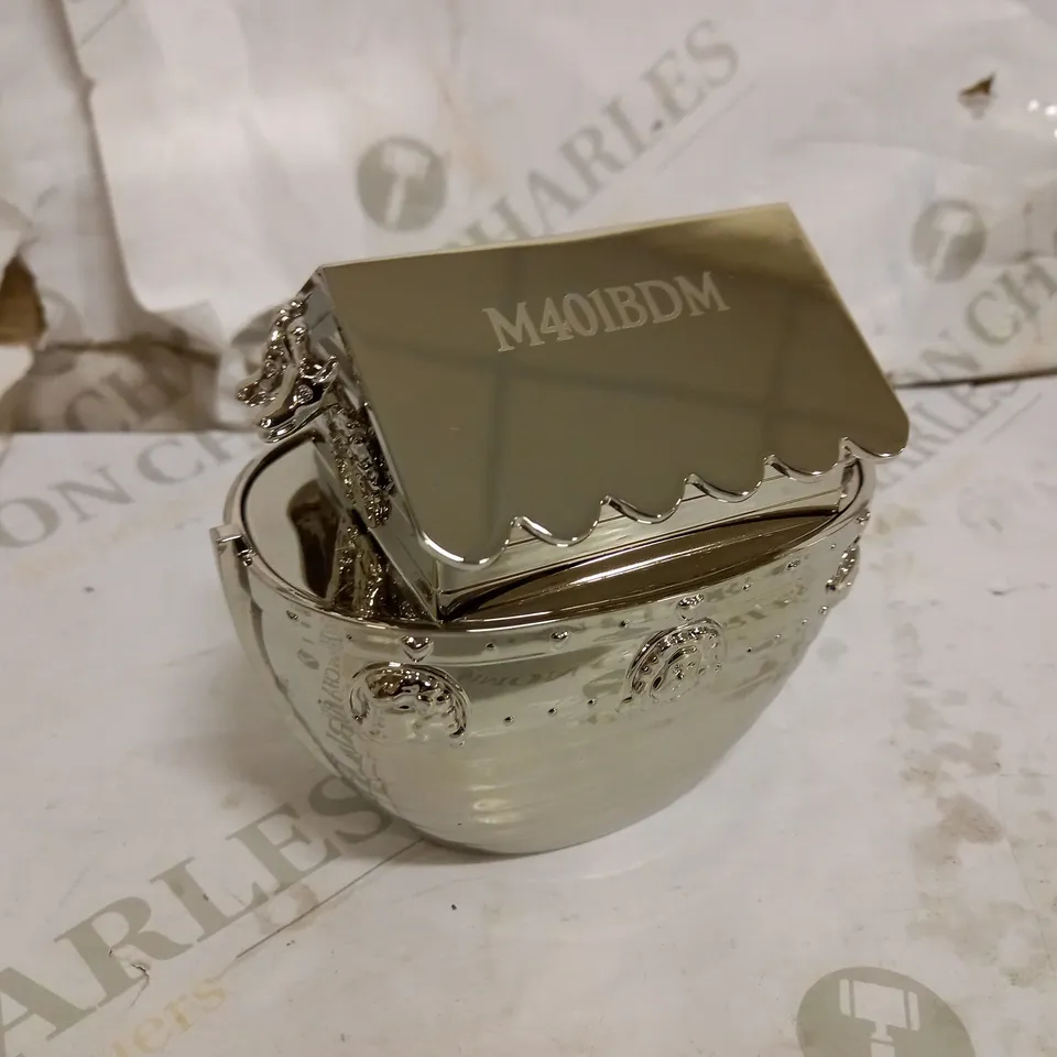 PERSONALISED SILVER NOAHS ARK MONEY BOX RRP £34.99