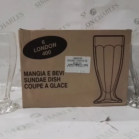 BOXED SET OF 6 MANGIABEVI LONDON SUNDAE GLASSES