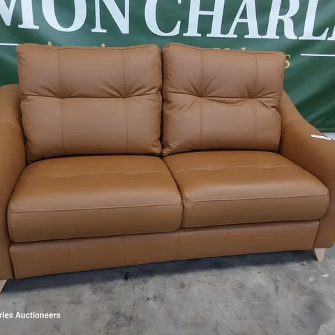 QUALITY BRITISH DESIGNER G PLAN RILEY LARGE THREE SEATER SOFA CAMBRIDGE TAN LEATHER