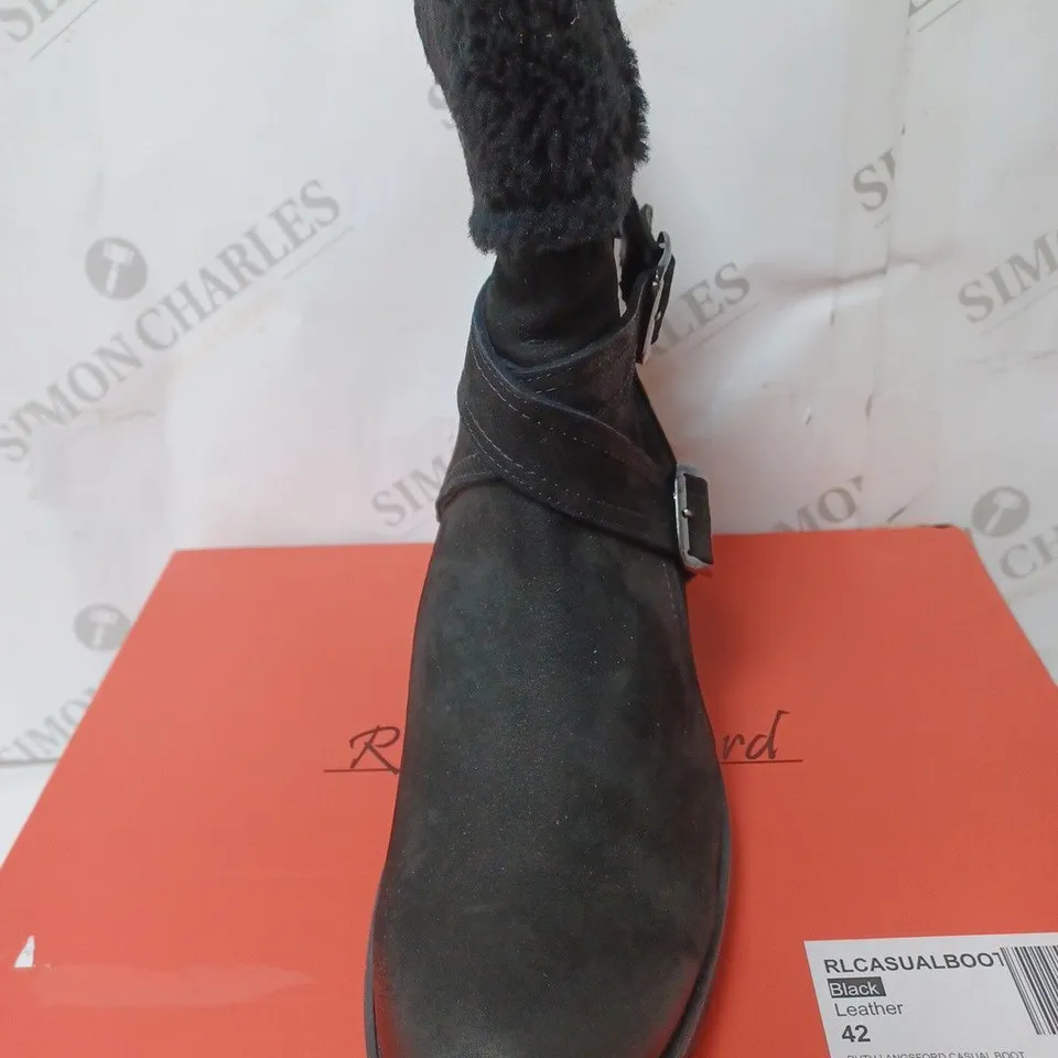 BOXED RUTH LANGSFORD CASUAL BOOTS, BLACK - SIZE 9 