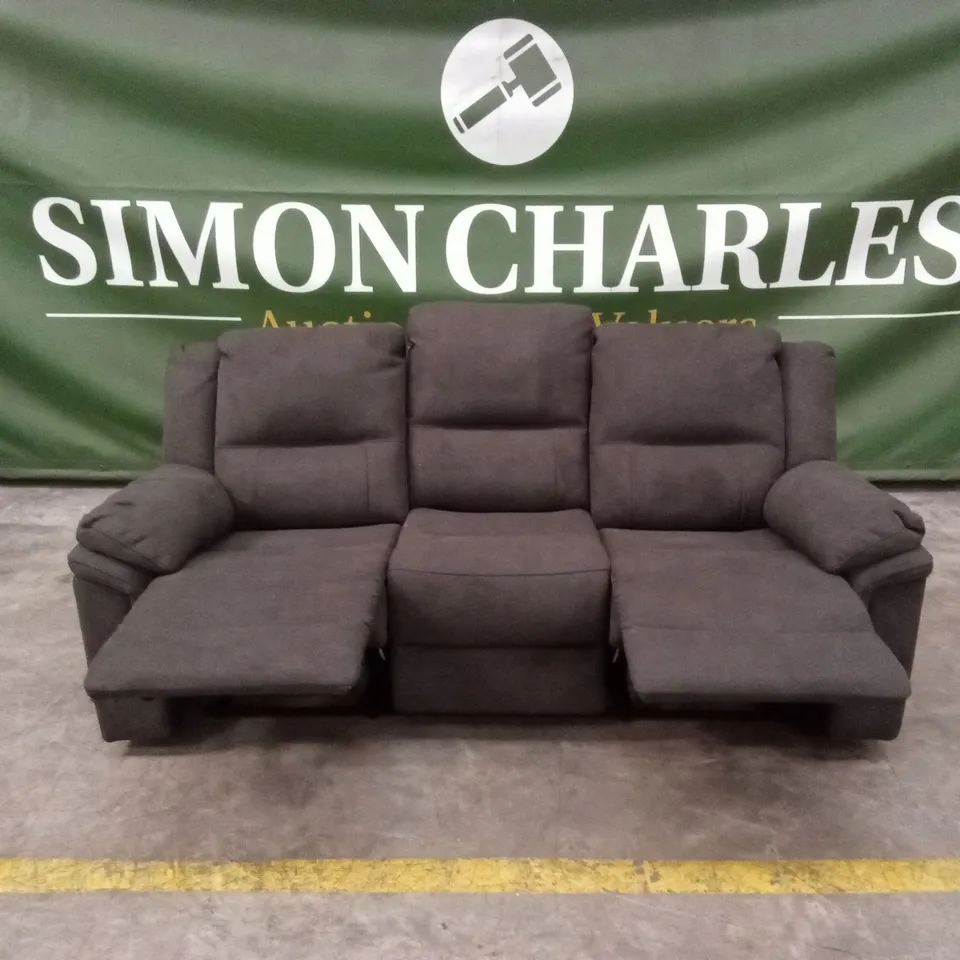 ALBION FABRIC 3 SEATER HIGH BACK MANUAL RECLINER SOFA - CHARCOAL RRP £749