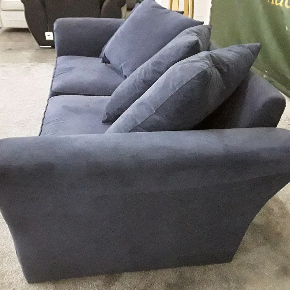 QUALITY DESIGNER 3 SEATER SOFA - DARK BLUE FABRIC  