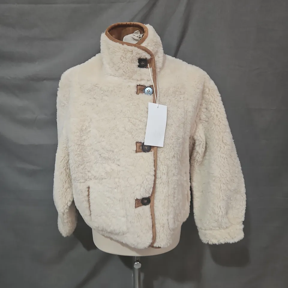 ZARA FAUX SHEARLING JACKET – CREAM – WOMEN'S – SIZE S