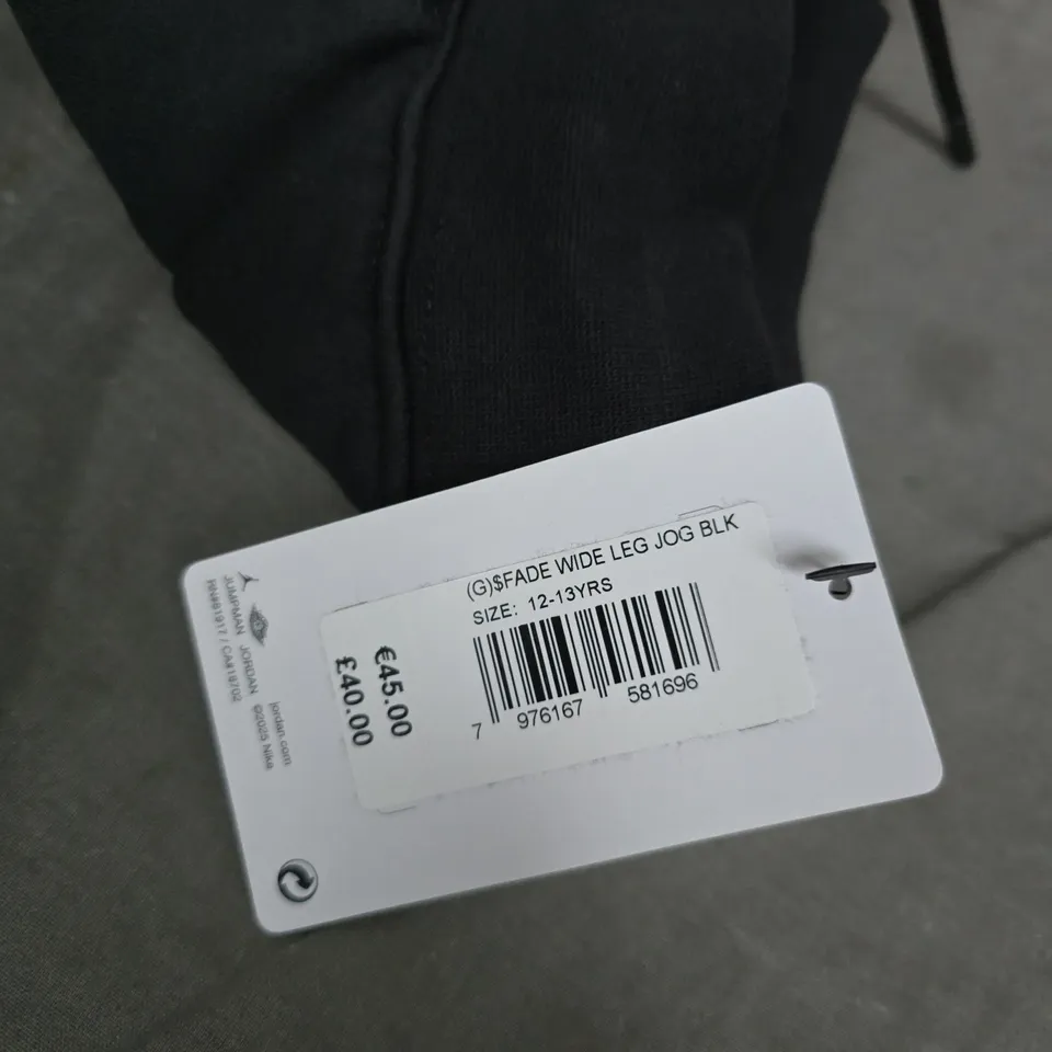 JORDAN BY NIKE KIDS' BLACK WIDE-LEG JOGGERS – SIZE 12-13YRS