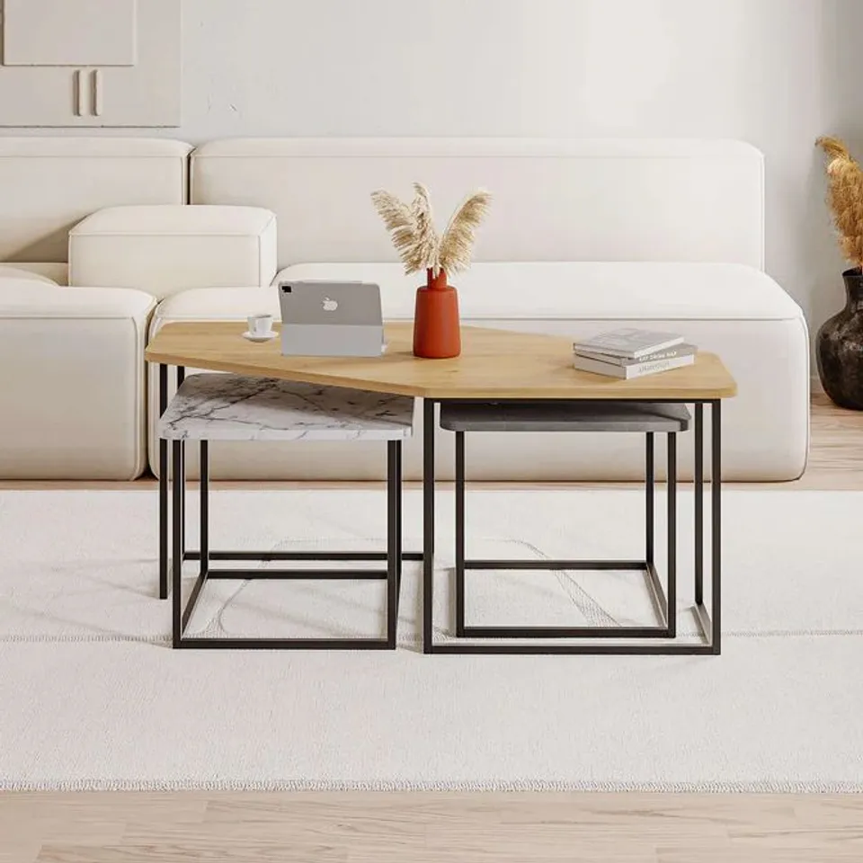 BOXED NESTY COFFEE TABLE -SAPPHIRE OAK/RETRO GREY-