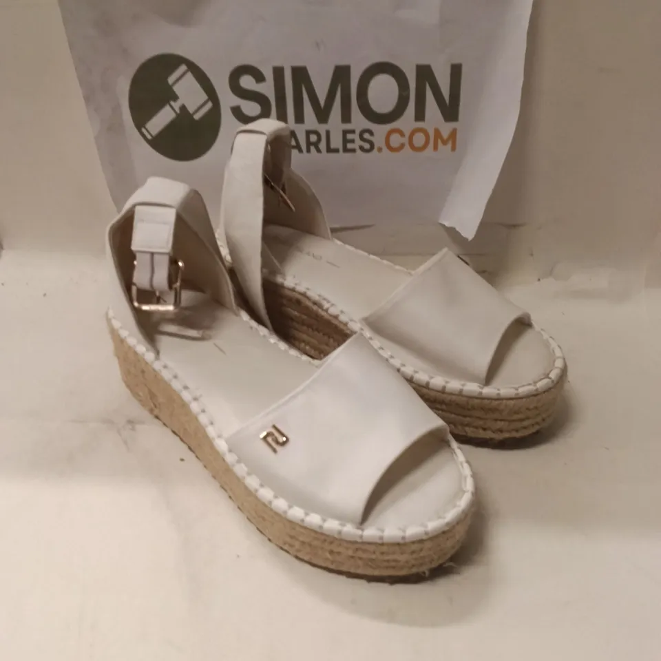 WOMEN'S WHITE ESPADRILLE WEDGE SANDALS – ANKLE STRAP SIZE UK5 EU38