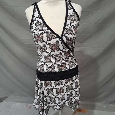UTTAM LONDON BUTTERFLY PRINT DRESS IN MULTI SIZE UNSPECIFIED